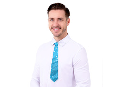 Cravată cu paiete - albastru - 36 cm - 1 buc.