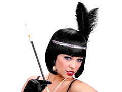 Bentiță retro argintie cu pene și paiete - 1 buc.