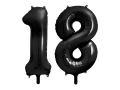Baloane din folie numărul 18 negru - 86 cm - 2 buc.