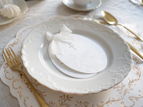 Plăcuțe cu foiță de aur - alb - 35,5 cm - 6 buc.