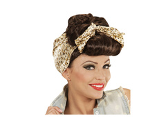 Peruca Brown Rockabilly Pin-Up Girl cu eșarfă model animal