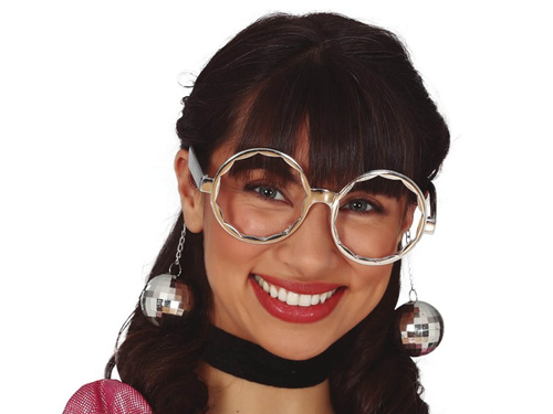 Pahare argintii cu mini bile disco - 1 buc.