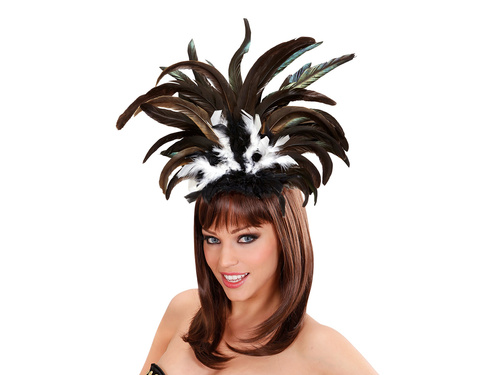 Bentiță pentru dansatoare Samba cu pene albe și negre - 1 buc.