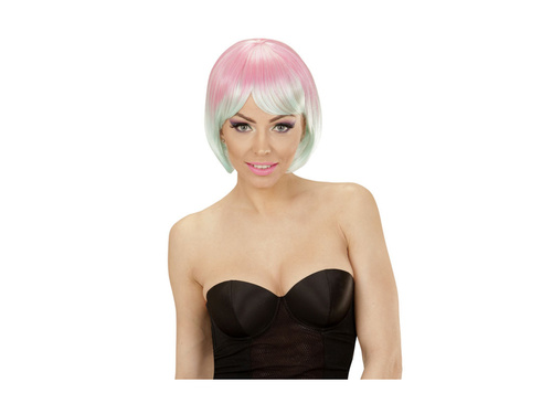 Peruca roz și turcoaz Fashion melange