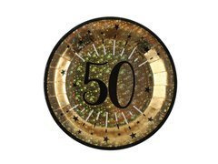 Farfurii strălucitoare pentru a 50-a aniversare - 22,5 cm - 10 buc.