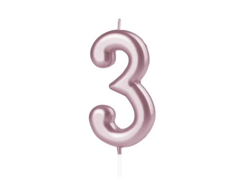 Lumânare cu număr din aur roz - 3 - trei