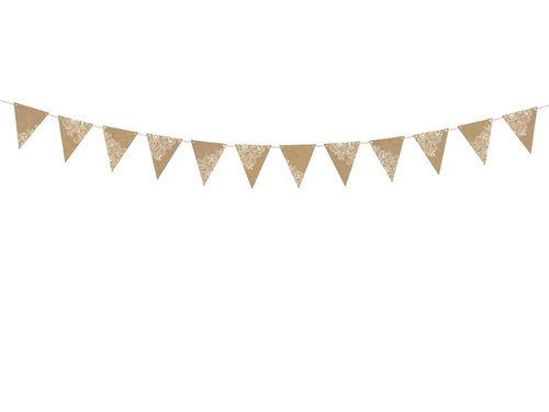 Banner cu steaguri maro cu imprimeu alb - 210 cm - 1 buc.