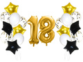 Set de baloane a 18-a aniversare auriu și negru - 21 buc.