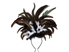 Bentiță pentru dansatoare Samba cu pene albe și negre - 1 buc.