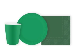 Veselă verde de unică folosință - 44 de bucăți.
