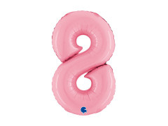 Balon din folie numărul 8 roz pastel - 14" - 1 buc.