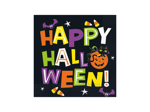 Șervețele cu pisică și dovleac Halloween fericit - 33 cm - 16 buc.