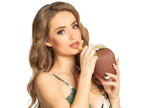 Ceașcă hawaiiană din nucă de cocos cu pai - 1 buc.