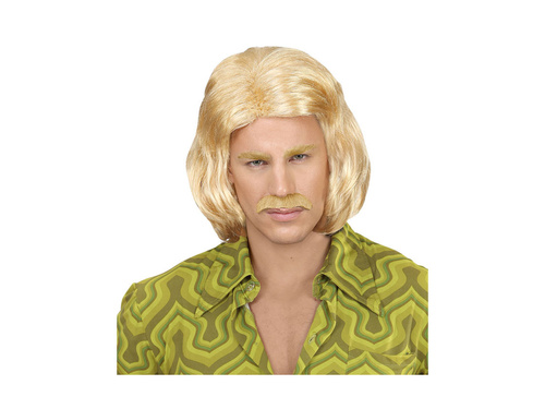 Peruca blondă Dandy din anii 1970. cu mustață