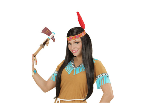 Peruca indiană cu bentiță și pană