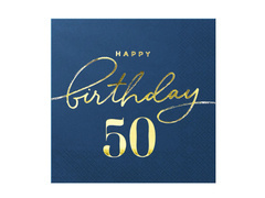 Șervețele pentru a cincisprezecea aniversare albastru marin - 33 cm - 10 buc.