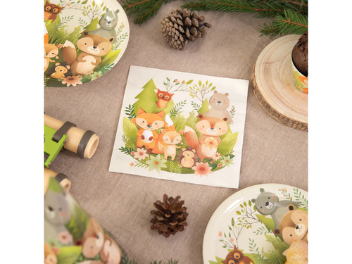 Șervețele aniversare Forest Friends - 33 cm - 10 buc.