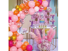 Set de baloane pentru ghirlanda de baloane roz și auriu - 80 buc.