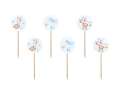 Ursuleți de pluș albaștri cu baloane - 7 cm - 6 buc.