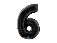 Balon din folie numărul 6 negru - 26" - 1 buc.