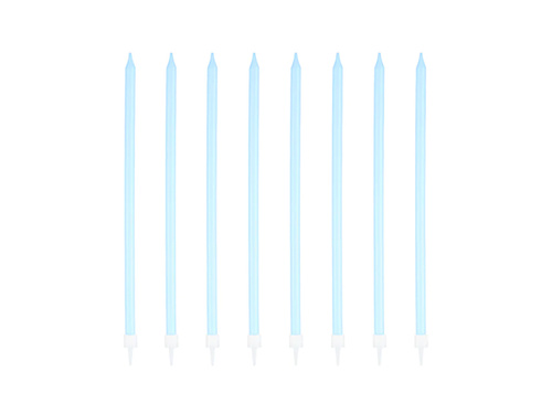 Lumânări albastre lungi pentru ziua de naștere - 15 cm - 8 buc.