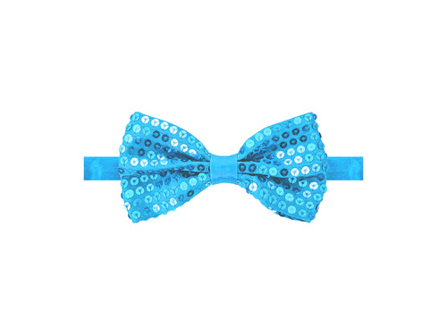 Papion albastru cu paiete - 7 x 12 cm - 1 buc.