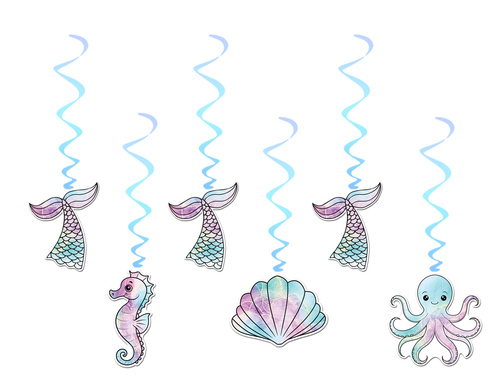 Ziua de naștere Sirenă decor suspendat - 6 buc.