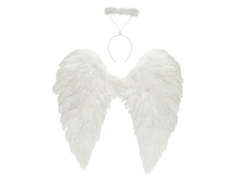 Set de aripi de înger alb 60 x 60 cm și Aureole
