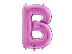 Fucsia litera B balon de folie - 66 cm - 1 buc.