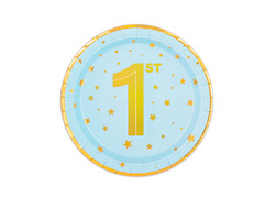 Farfurii de hârtie albastre pentru ziua de naștere - 18 cm - 6 buc.