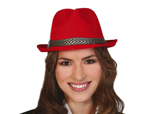 Pălărie de gangster roșie - 1 buc.