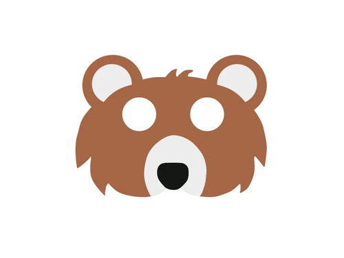 Mască ursuleț de pluș din fetru - 1 buc.