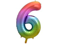 Balon de folie curcubeu cu numărul 6 - 85 cm - 1 buc.