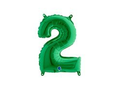 Balon din folie numărul 2 verde - 36 cm - 1 buc.