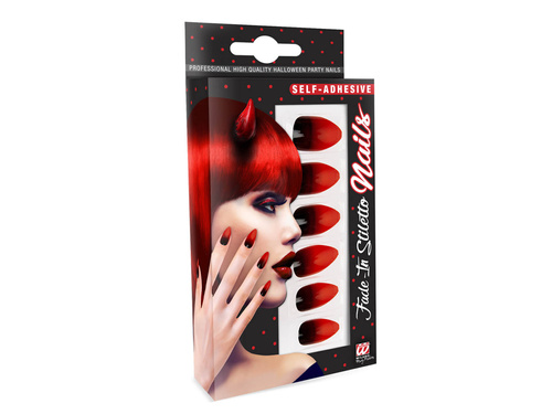 Ombre roșu și negru unghii artificiale - 12 buc.