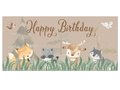 Happy Birthday Poster cu animale din pădure - 70x33 cm
