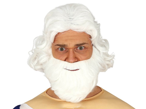 Perucă albă și barbă pentru un bărbat