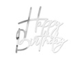 Topper lateral pentru tort Happy Birthday - argintiu - 1 buc.