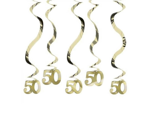 Decorațiuni suspendate spirale aurii - anii '50 - 5 buc.