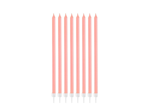 Lumânări de aniversare roz perlat - 15,5 cm - 8 buc.