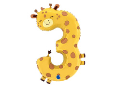 Balon din folie numărul 3 Girafă - 56x90 cm - 1 buc.