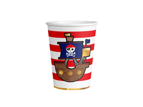 Cupe aniversare cu harta piraților - 250 ml - 8 buc.