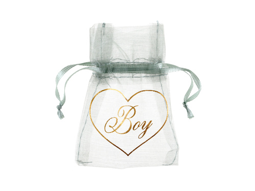 Pungi organza verde băiat - 7,5 x 10 cm - 6 buc.