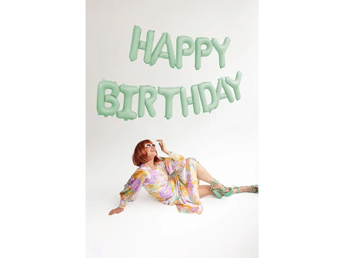 Balon folie Happy Birthday verde mat - 340 x 35 cm