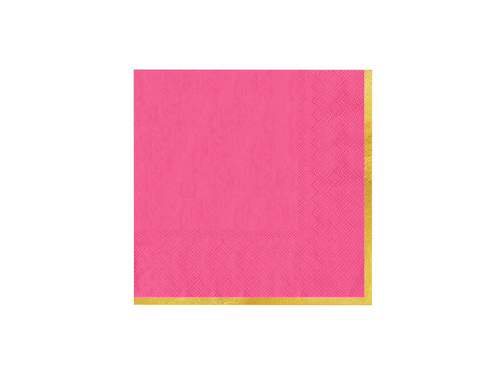 Șervețele de hârtie fucsia cu margine aurie - 33 cm - 10 buc.