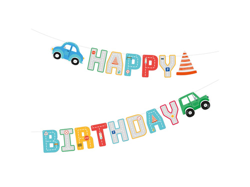 Happy Birthday Cars banner - 250 cm - 1 buc.