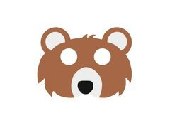 Mască ursuleț de pluș din fetru - 1 buc.