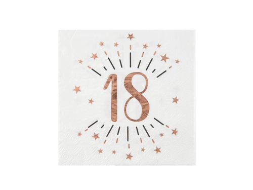 Șervețele strălucitoare roz auriu pentru a 18-a aniversare - 33 cm - 10 buc.