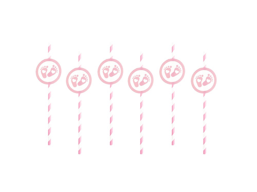 Paie roz pentru baby shower - 6 buc.