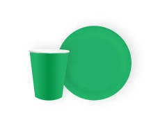 Veselă verde de unică folosință - 24 de bucăți.